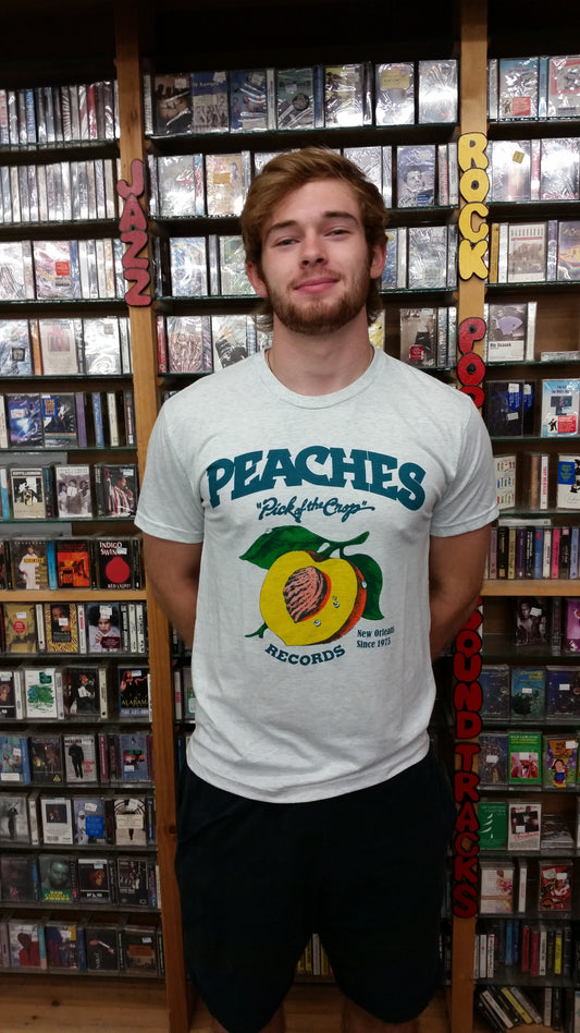 PEACHES TRI-BLEND HEATHER WHITE TEE