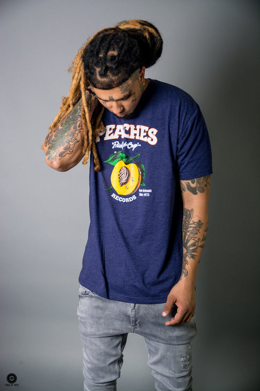 PEACHES TRI-BLEND BLUE TEE